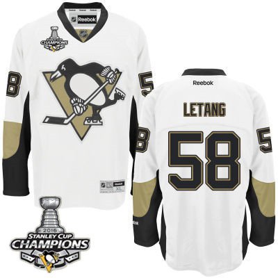 Kid Pittsburgh Penguins 58 Kris Letang White Away Jersey 2016 Stanley Cup Champions Patch
