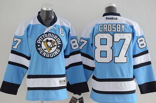 Kid Pittsburgh Penguins 87 Sidney Crosby Blue NHL Jersey