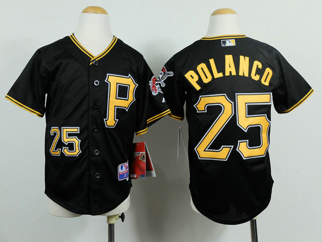 Kid Pittsburgh Pirates 25 Gregory Polanco Black Cool Base MLB Jerseys