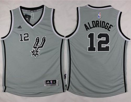 Kid San Antonio Spurs 12 LaMarcus Aldridge Grey NBA Jersey