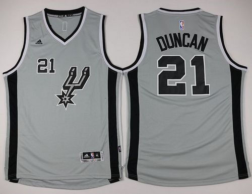Kid San Antonio Spurs 21 Tim Duncan Grey NBA Jersey