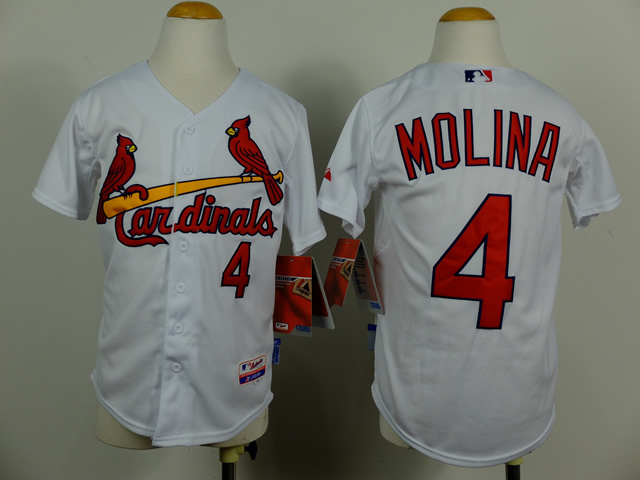 Kid St. Louis Cardinals 4 Yadier Molina white MLB Baseball Jerseys