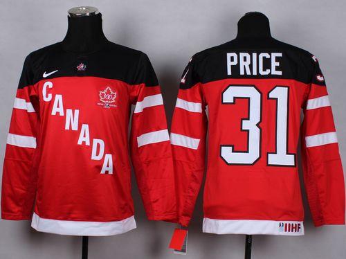 Kid Team Canada 31 Carey Price Red 100th Anniversary NHL Jersey