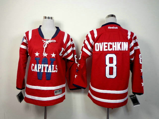 Kid Washington Capitals 8 Ovechkin red hockey Jerseys