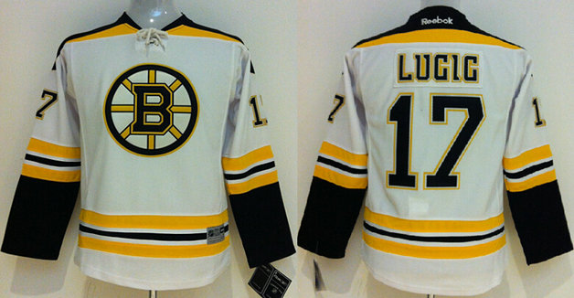 Kids Boston Bruins 17 Milan Lucic white NHL Hockey Jerseys