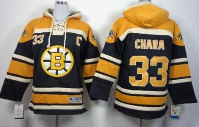Kids Boston Bruins 33 Zdeno Chara Black Stitched NHL Sawyer Hooded Sweatshirt Jersey