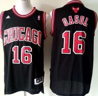 Kids Chicago Bulls 16 Pau Gasol Black Revolution 30 NBA Jersey