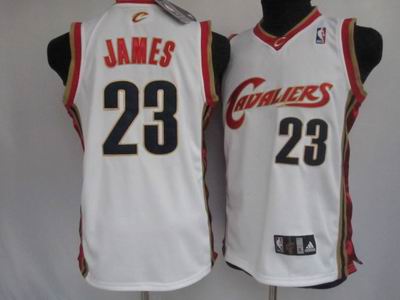 Kids Cleveland Cavaliers #23 Lebron James WHITE  Jersey