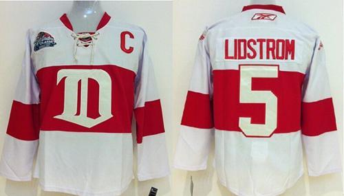 Kids Detroit Red Wings 5 Nicklas Lidstrom White Winter Classic NHL Jersey