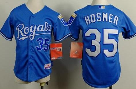 Kids Kansas City Royals 35 Eric Hosmer Blue Cool Base Alternate 1 Baseball Jersey