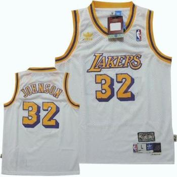 Kids Los Angeles Lakers 32 Magic Johnson White Throwback NBA Jersey