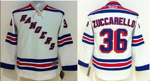 Kids New York Rangers 36 Mats Zuccarello White NHL Jersey