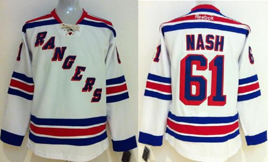 Kids New York Rangers 61 Rick Nash White NHL Jerseys