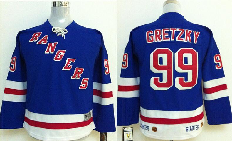 Kids New York Rangers 99 Wayne Gretzky Blue NHL Jerseys