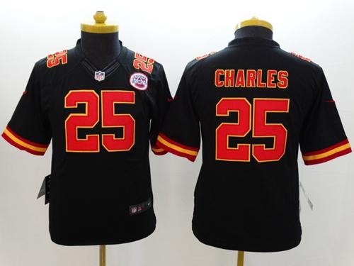 Kids Nike Kansas City Chiefs 25 Jamaal Charles Black Alternate NFL Limited Jersey
