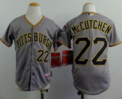 Kids Pittsburgh Pirates 22 Andrew McCutchen Grey Cool Base Baseball Jersey