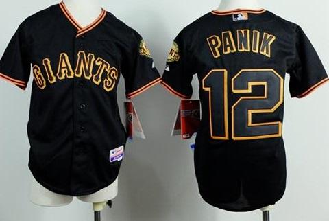 Kids San Francisco Giants 12 Joe Panik Black Cool Base Baseball Jersey