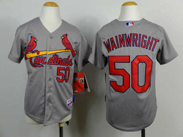 Kids St. Louis Cardinals 50 Adam Wainwright gray mlb jerseys