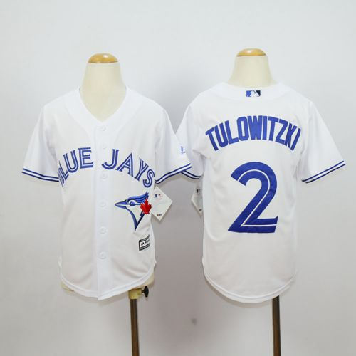 Kids Toronto Blue Jays 2 Troy Tulowitzki White Cool Base MLB Jersey