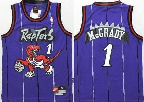 Kids Toronto Raptors 1 Tracy Mcgrady Purple Throwback NBA Jersey