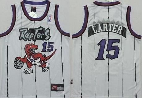 Kids Toronto Raptors 15 Vince Carter White Throwback NBA Jersey