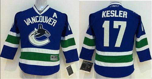 Kids Vancouver Canucks 17 Ryan Kesler Blue NHL Jersey