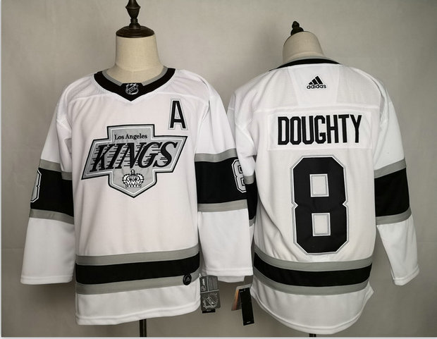 Kings 8 Drew Doughty White Adidas Jersey