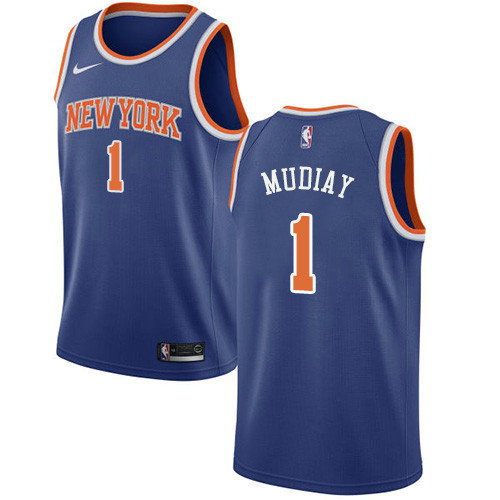 Knicks #1 Emmanuel Mudiay Blue Basketball Swingman Icon Edition Jersey