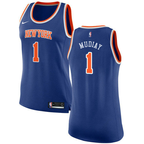 Knicks #1 Emmanuel Mudiay Blue Women's Basketball Swingman Icon Edition Jersey