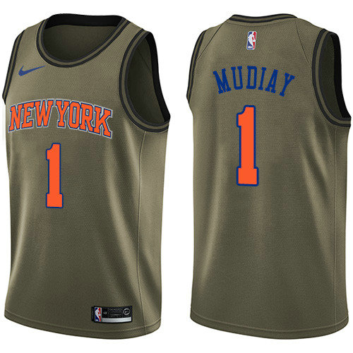 Knicks #1 Emmanuel Mudiay Green Basketball Swingman Salute to Service Jersey