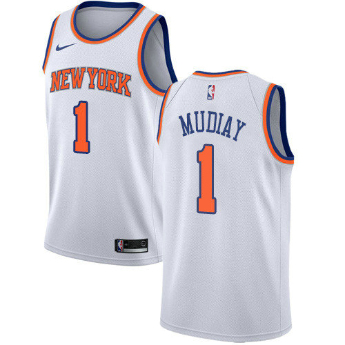Knicks #1 Emmanuel Mudiay White Basketball Swingman Association Edition Jersey