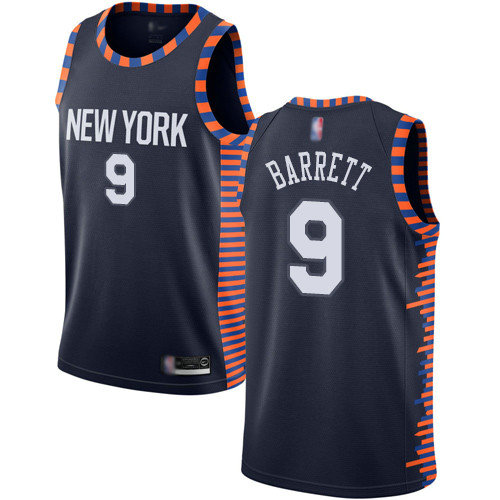 Knicks #9 R.J. Barrett Navy Basketball Swingman City Edition 2019 20 Jersey1