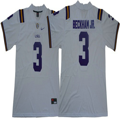 LSU Tigers #3 Odell Beckham Jr White Limited Stitched NCAA Jersey