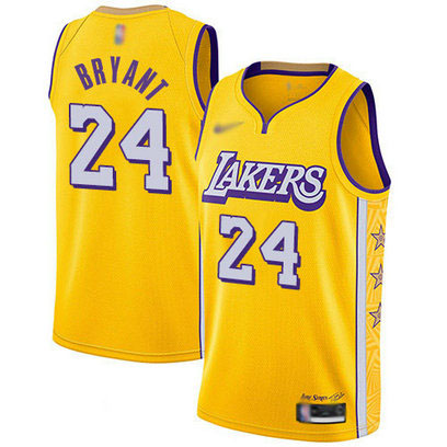 Lakers #24 Kobe Bryant Gold Basketball Swingman City Edition 2019 20 Jersey