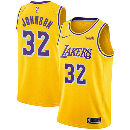 Lakers #32 Magic Johnson Gold Women's Basketball Swingman Icon Edition Jersey