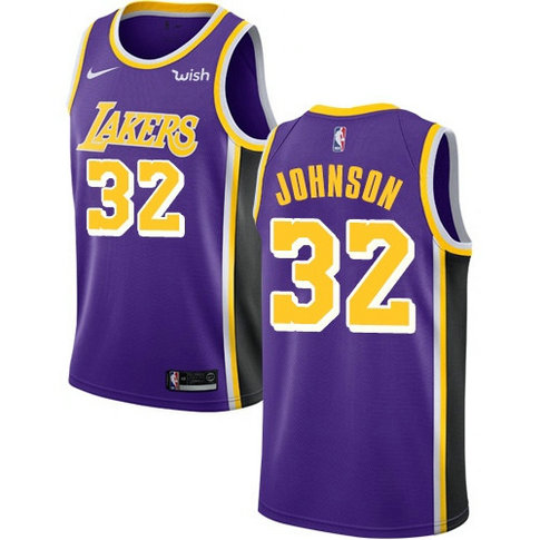 Lakers #32 Magic Johnson Purple Women's Basketball Swingman Statement Edition Jersey