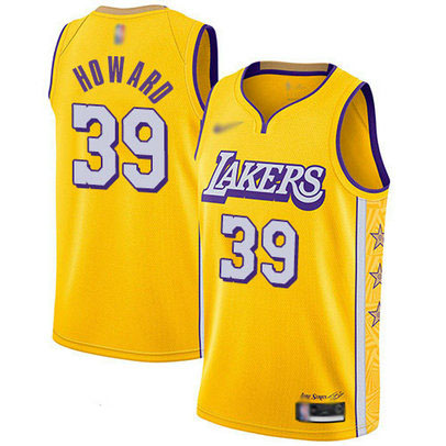 Lakers #39 Dwight Howard Gold Basketball Swingman City Edition 2019 20 Jersey