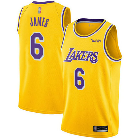 Lakers #6 LeBron James Gold Basketball Swingman Icon Edition Jersey