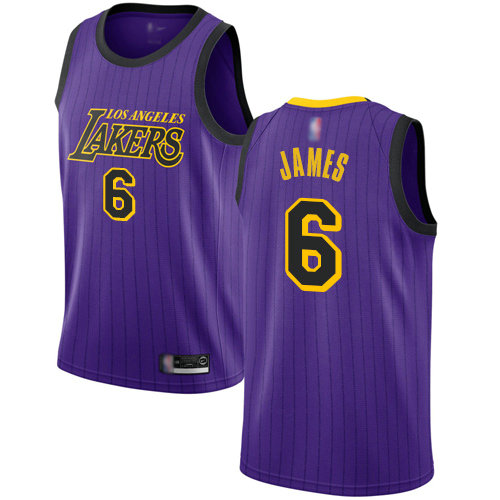 Lakers #6 LeBron James Purple Basketball Swingman City Edition 2018 19 Jersey