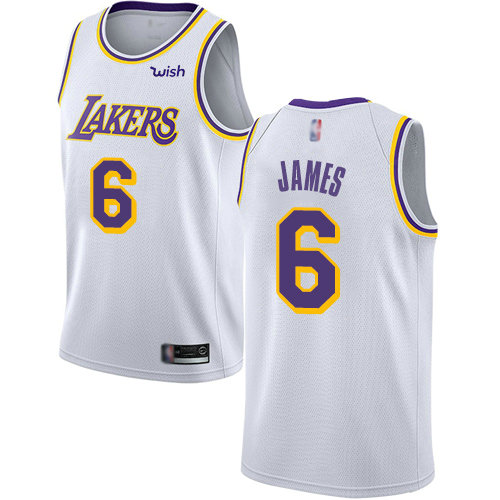Lakers #6 LeBron James White Basketball Swingman Association Edition Jersey