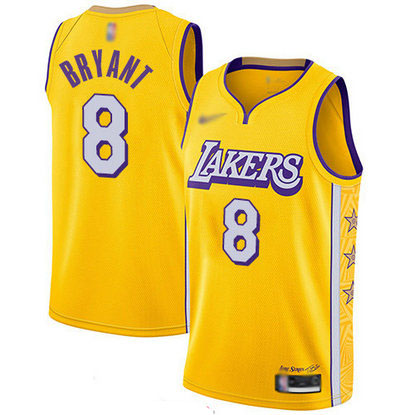 Lakers #8 Kobe Bryant Gold Basketball Swingman City Edition 2019 20 Jersey