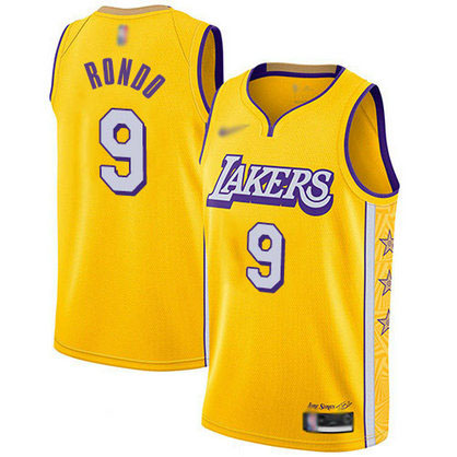 Lakers #9 Rajon Rondo Gold Basketball Swingman City Edition 2019 20 Jersey