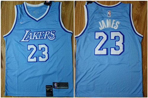 Lakers 23 Lebron James Light Blue Nike Swingman Jersey