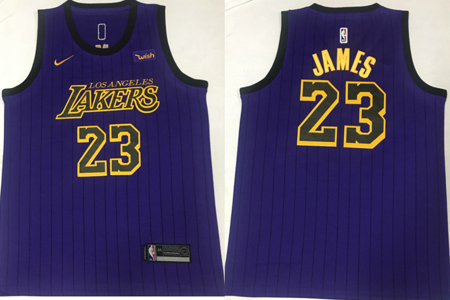 Lakers 23 Lebron James Purple 2018 to 19 City Edition Nike Swingman Jersey