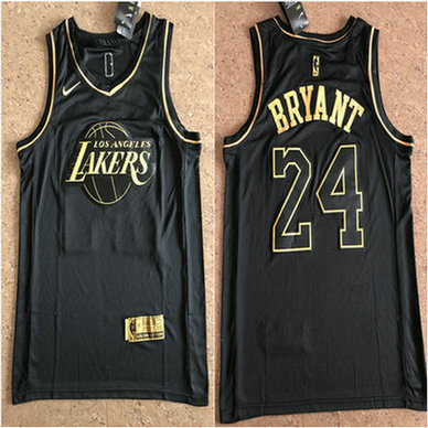 Lakers 24 Kobe Bryant Black Gold Nike Swingman Jersey