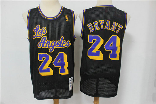 Lakers 24 Kobe Bryant Black Hardwood Classics Mesh Jersey