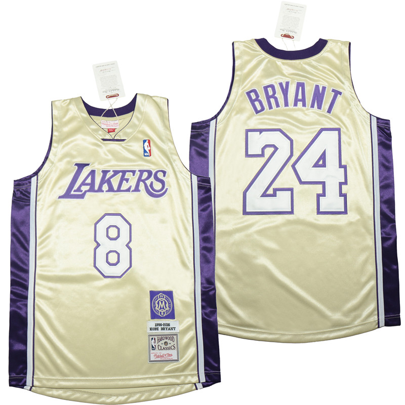 Lakers 24 Kobe Bryant Gold 1996-2016 The hall of fame Throwback Jerseys