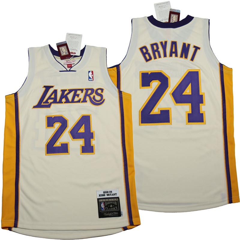 Lakers 24 Kobe Bryant Rice white 2008-09 Throwback Jerseys