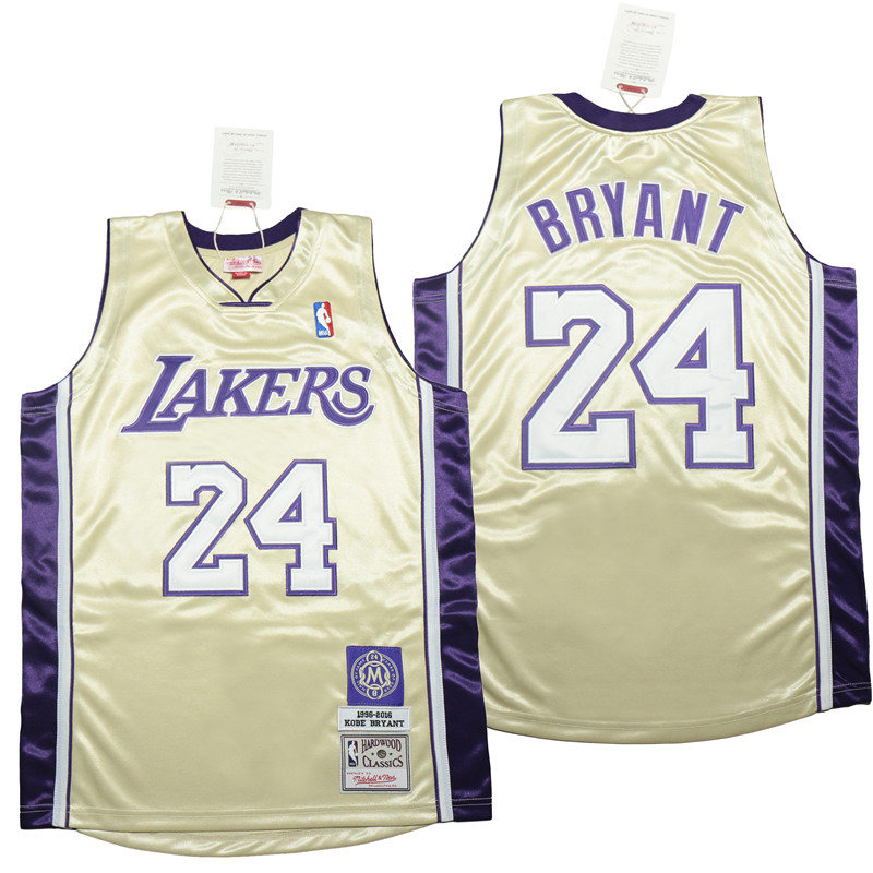 Lakers 24 Kobe Bryant Yellow 1996-2016 Throwback Jerseys 