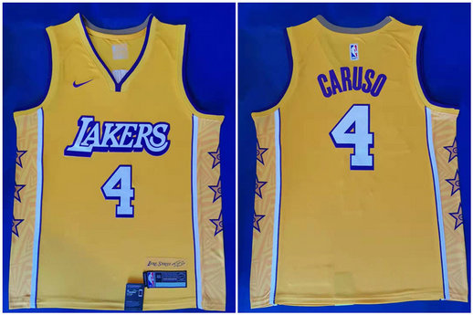 Lakers 4 Alex Caruso Yellow 2019-2020 Nike City Edition Swingman Jersey